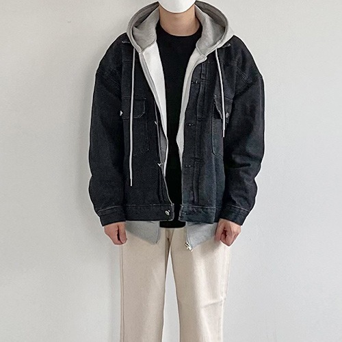 언더70 오버핏 흑청 데님자켓 - 키작은남자 쇼핑몰