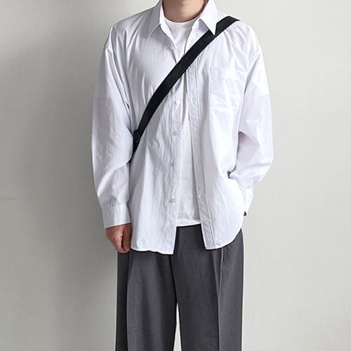 언더70 오버핏 화이트셔츠 - 키작은남자 쇼핑몰
